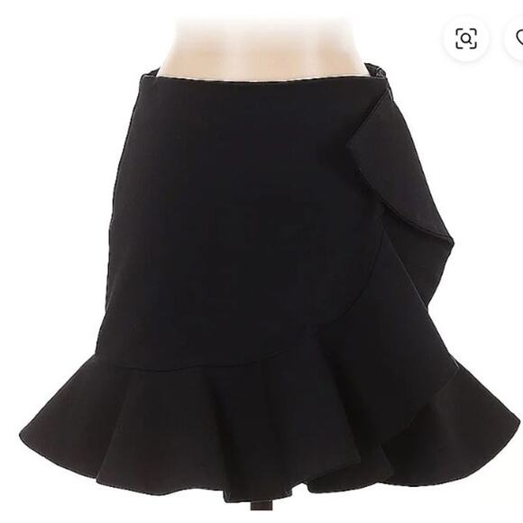 Zara Skirt Womens X-Small Black Mini with Ruffle Gothic Office Biker Rocker NWT - Picture 1 of 7